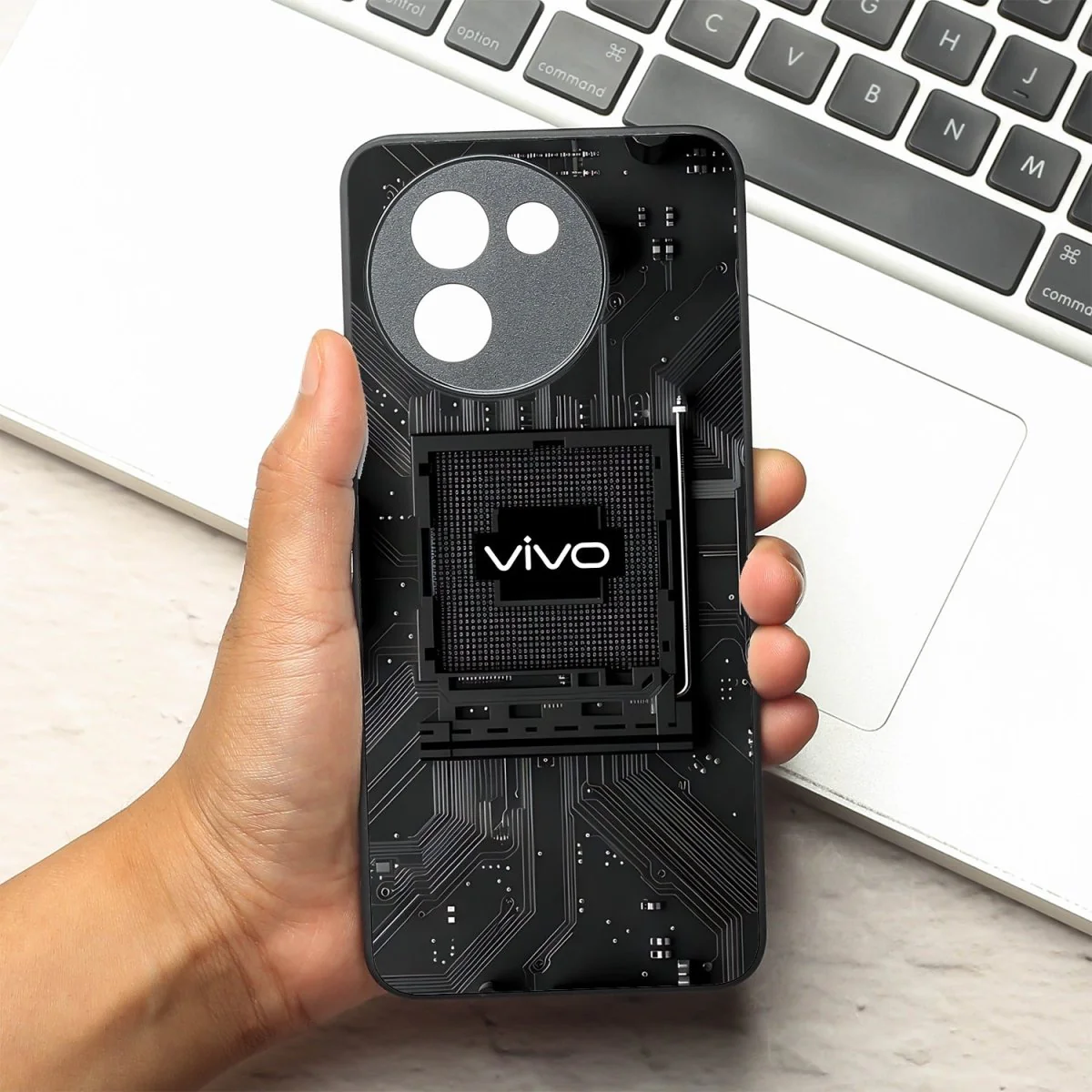 Microchip metal back case for Vivo T3X