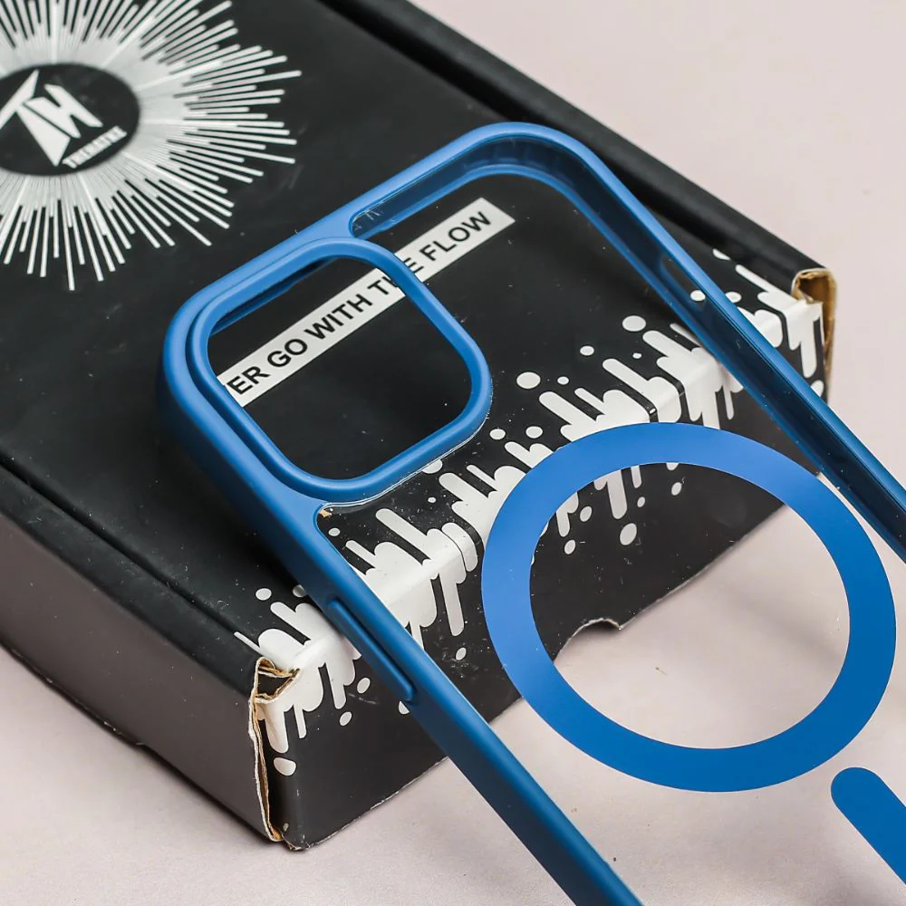 Navy Blue MagSafe Clear Transparent Silicone case for Apple iphone 15 Pro - Image 4
