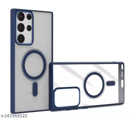 Navy Blue MagSafe Clear Transparent Silicone case for Samsung S23 Ultra - Image 2