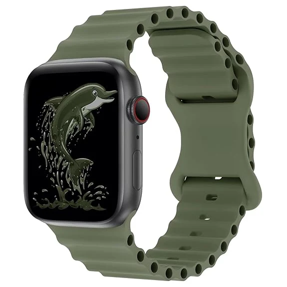 Olive Green Ocean Loop Watch Strap For apple For Apple Watch SERIES 2 (42mm/44mm/45mm/46mm/49mm)