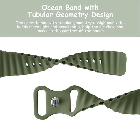 Olive Green Ocean Loop Watch Strap For apple For Apple Watch SERIES 5 (42mm/44mm/45mm/46mm/49mm) - Image 2