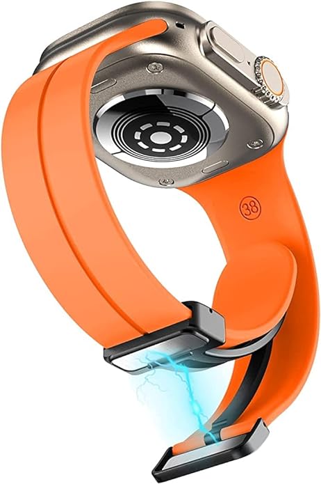 Orange Magnetic Clasp Adjustable Strap For Apple Watch Series 1 (42mm/44mm/45mm/46mm/49mm) - Image 4