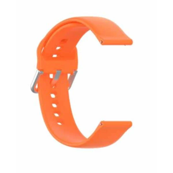 Orange Plain Silicone Strap With Stainless steel Buckle For Smart Watch (20mm) - Image 2