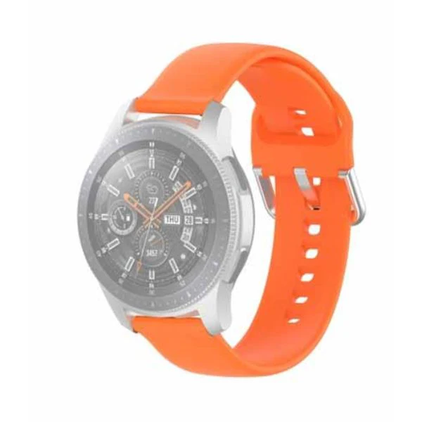 Orange Plain Silicone Strap With Stainless steel Buckle For Smart Watch (20mm) - Image 5