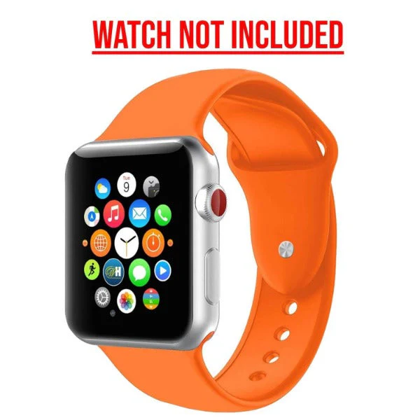 Orange Plain Silicone Strap For Apple Watch Series 5 (38mm/40mm/41mm) - Image 4