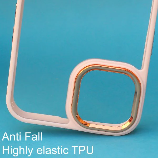 Peach Metal Safe Transparent Case for Apple iphone 12 - Image 2
