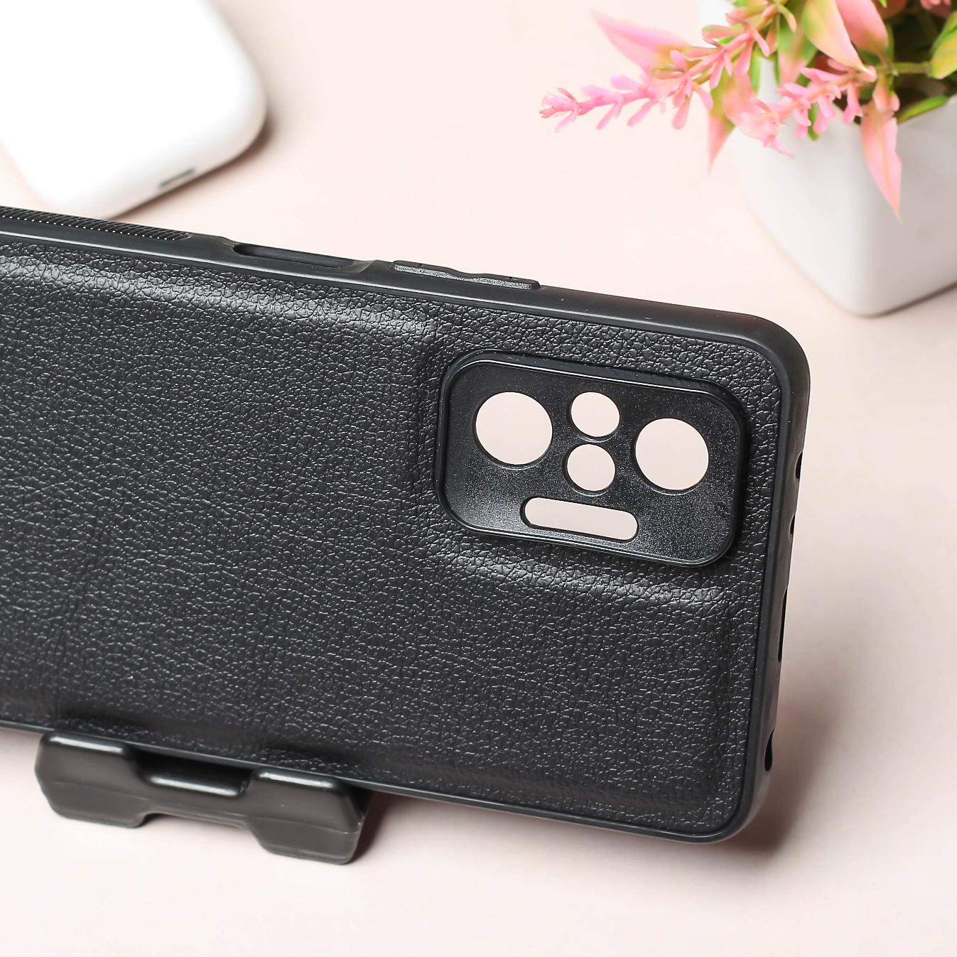 Raised Edges Black Leather Case for Redmi Note 10 Pro Max - Image 3