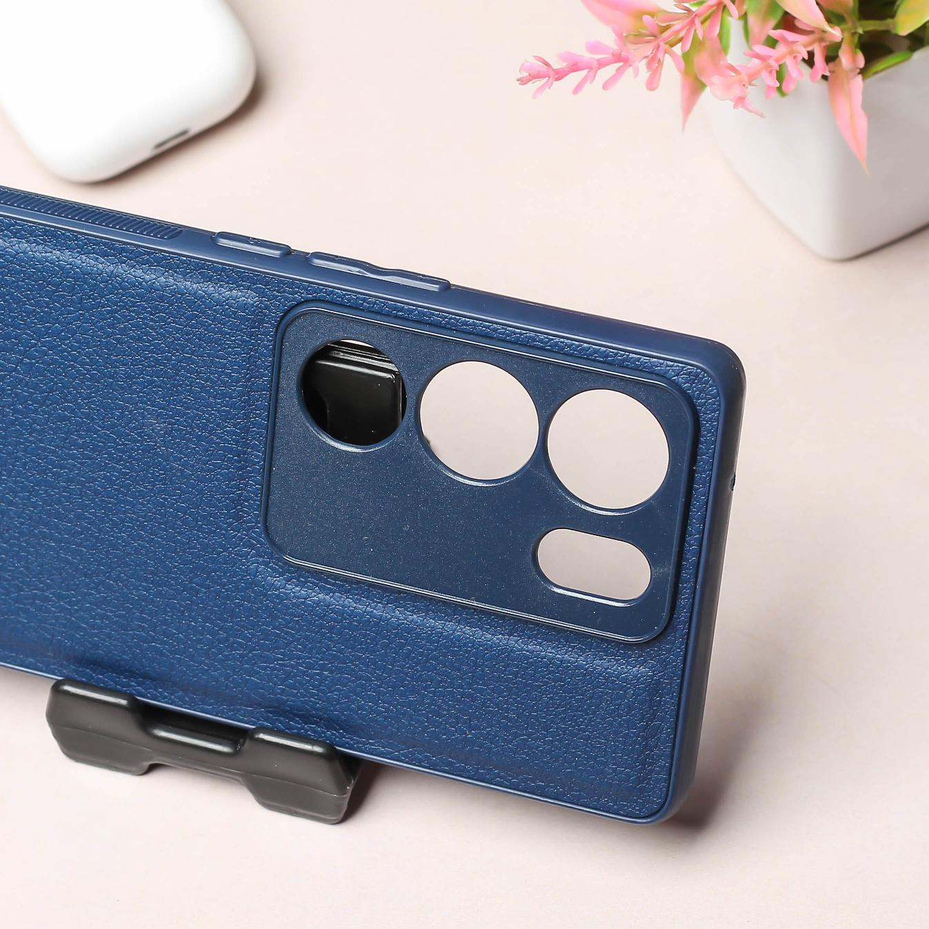 Raised Edges Blue Leather Case for Vivo V29 - Image 3