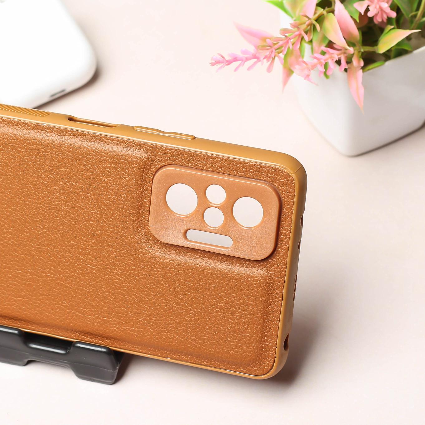 Raised Edges Brown Leather Case for Redmi Note 10 Pro Max - Image 3