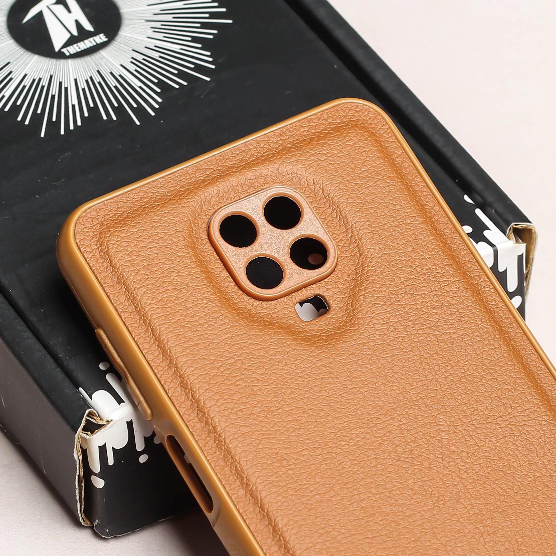 Raised Edges Brown Leather Case for Redmi Note 9 Pro - Image 4