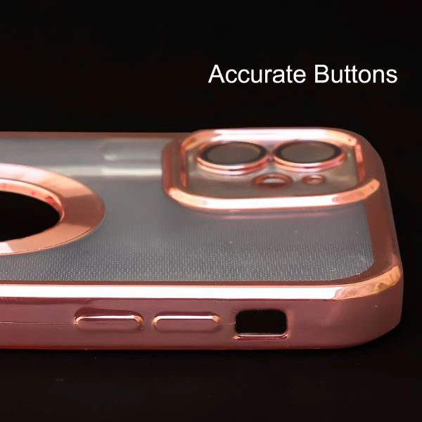 Pink 6D Chrome Logo Cut Transparent Case for Apple iphone 12 - Image 4