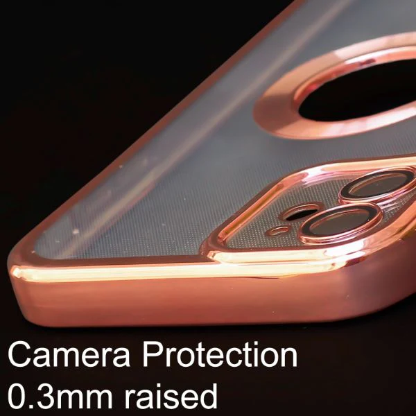 Pink 6D Chrome Logo Cut Transparent Case for Apple iphone 12 - Image 5