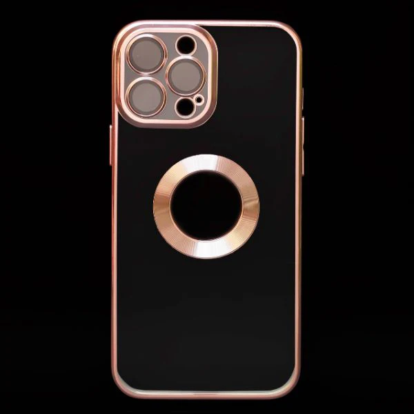 Pink 6D Chrome Logo Cut Transparent Case for Apple iphone 13 Pro Max - Image 2