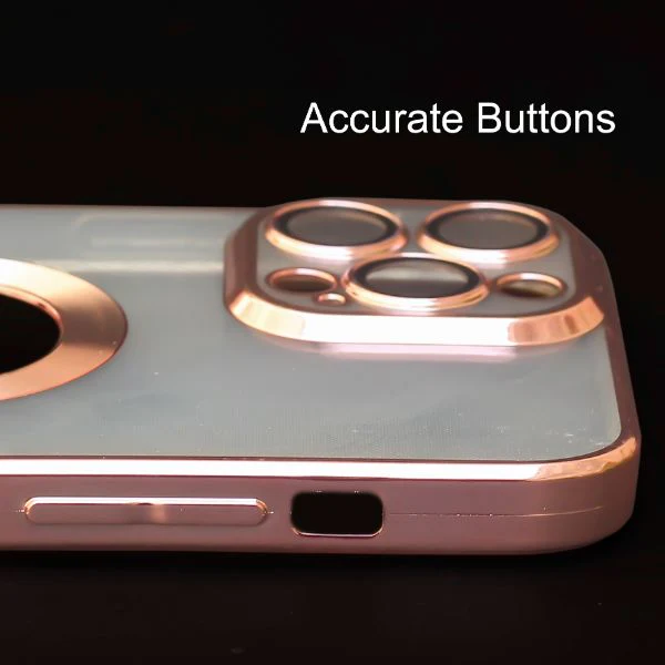 Pink 6D Chrome Logo Cut Transparent Case for Apple iphone 13 Pro Max - Image 4