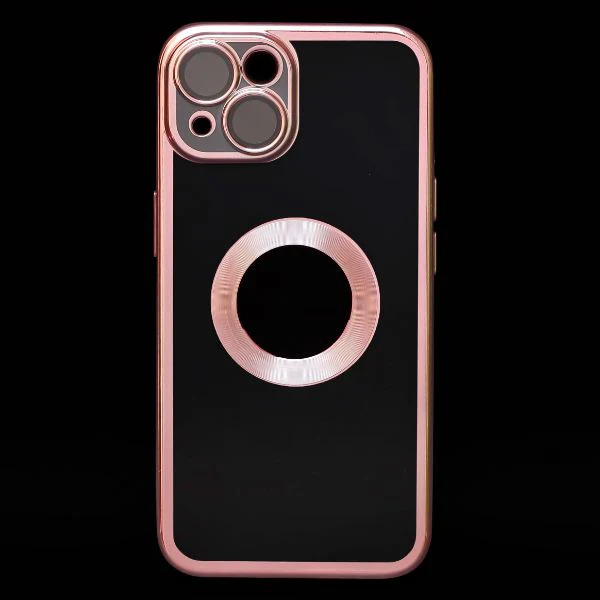 Pink 6D Chrome Logo Cut Transparent Case for Apple iphone 14 Plus - Image 2
