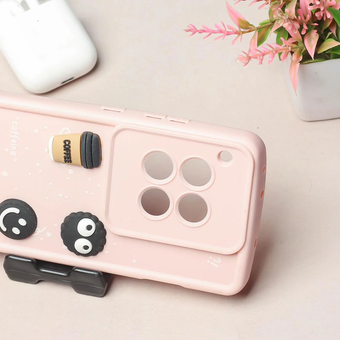 Pink COFFEE (ALWAYS HAPPY) Silicone case for Oneplus 12R - Image 3
