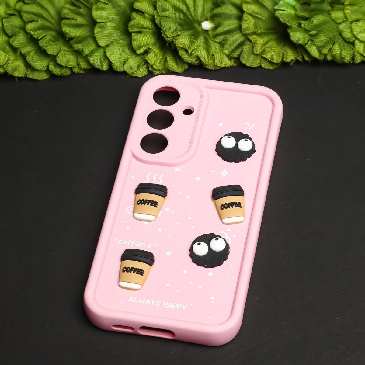 Pink COFFEE (ALWAYS HAPPY) Silicone case for Samsung A14 - Image 2