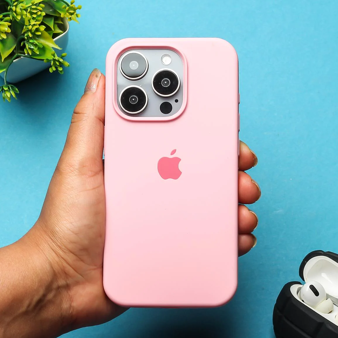 Pink Original Silicone case for Apple iphone 15 Pro
