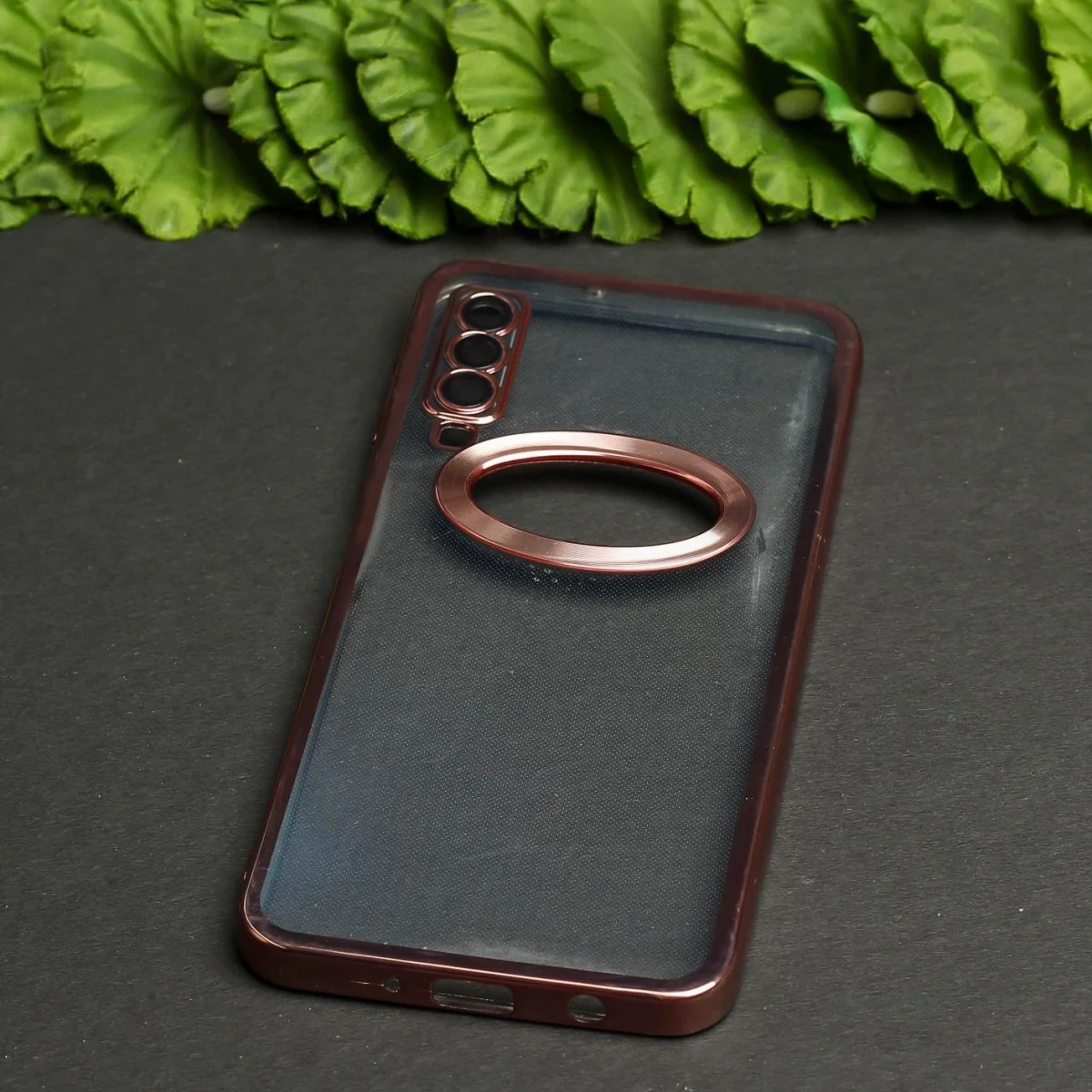 Pink 6D Logo Cut Transparent Case for Samsung A7 2018 - Image 2