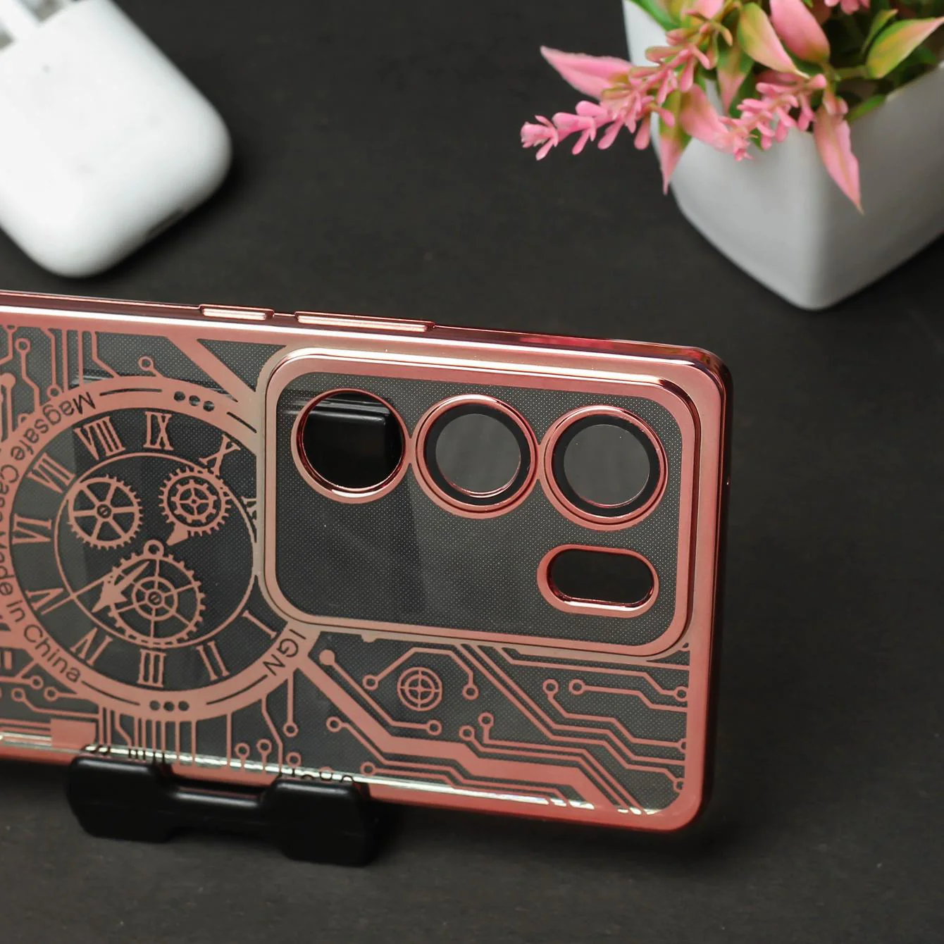 Pink Watch Machine Logo Cut Transparent Case for Vivo V29 Pro - Image 3
