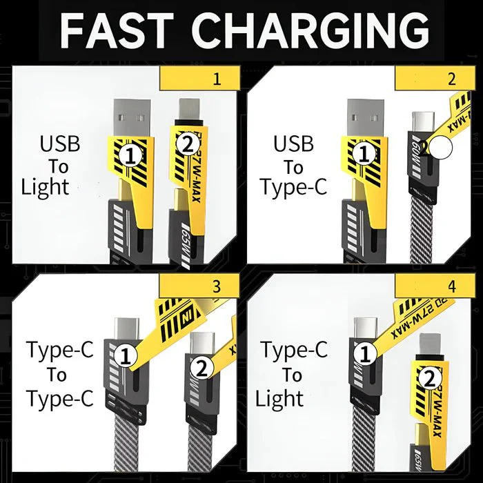 PowerMax 4-in-1 Fast Charging Data Cable For Apple & Android - Image 3