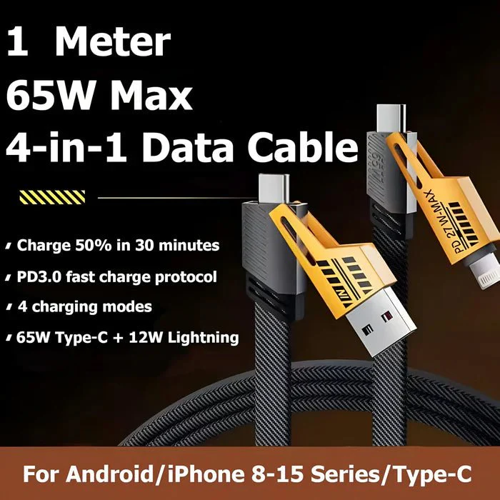 PowerMax 4-in-1 Fast Charging Data Cable For Apple & Android - Image 5