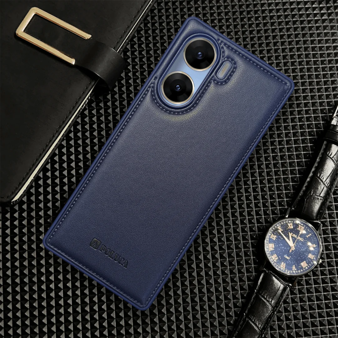 Prime Leather Dark Blue Leather Case for Vivo V29e