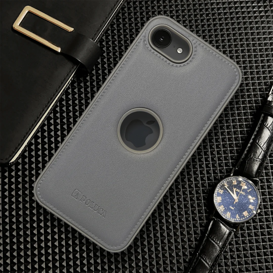 Prime Leather Grey Leather Case for Apple Iphone 16e