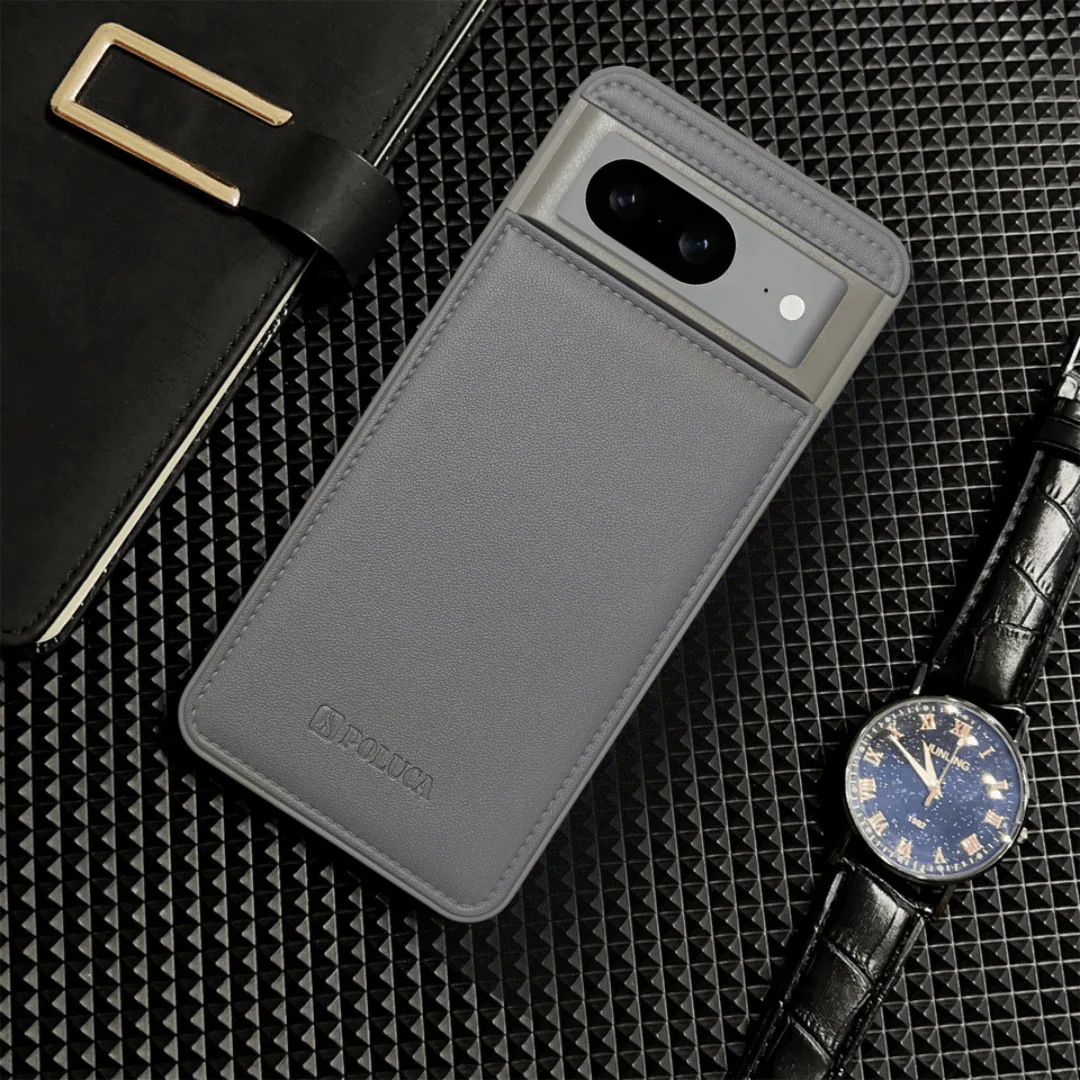 Prime Leather Grey Leather Case for Google Pixel 8