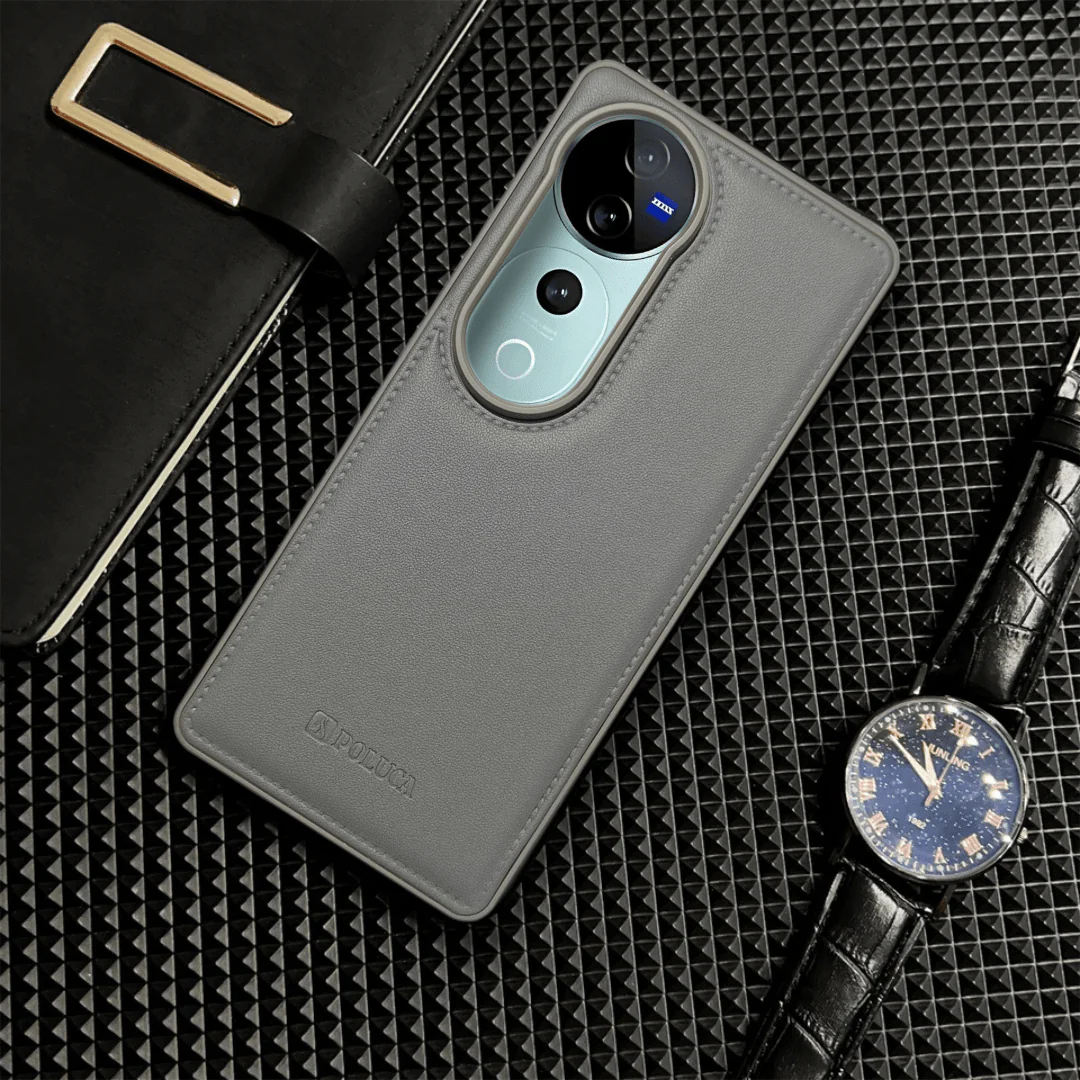 Prime Leather Grey Leather Case for Vivo V40