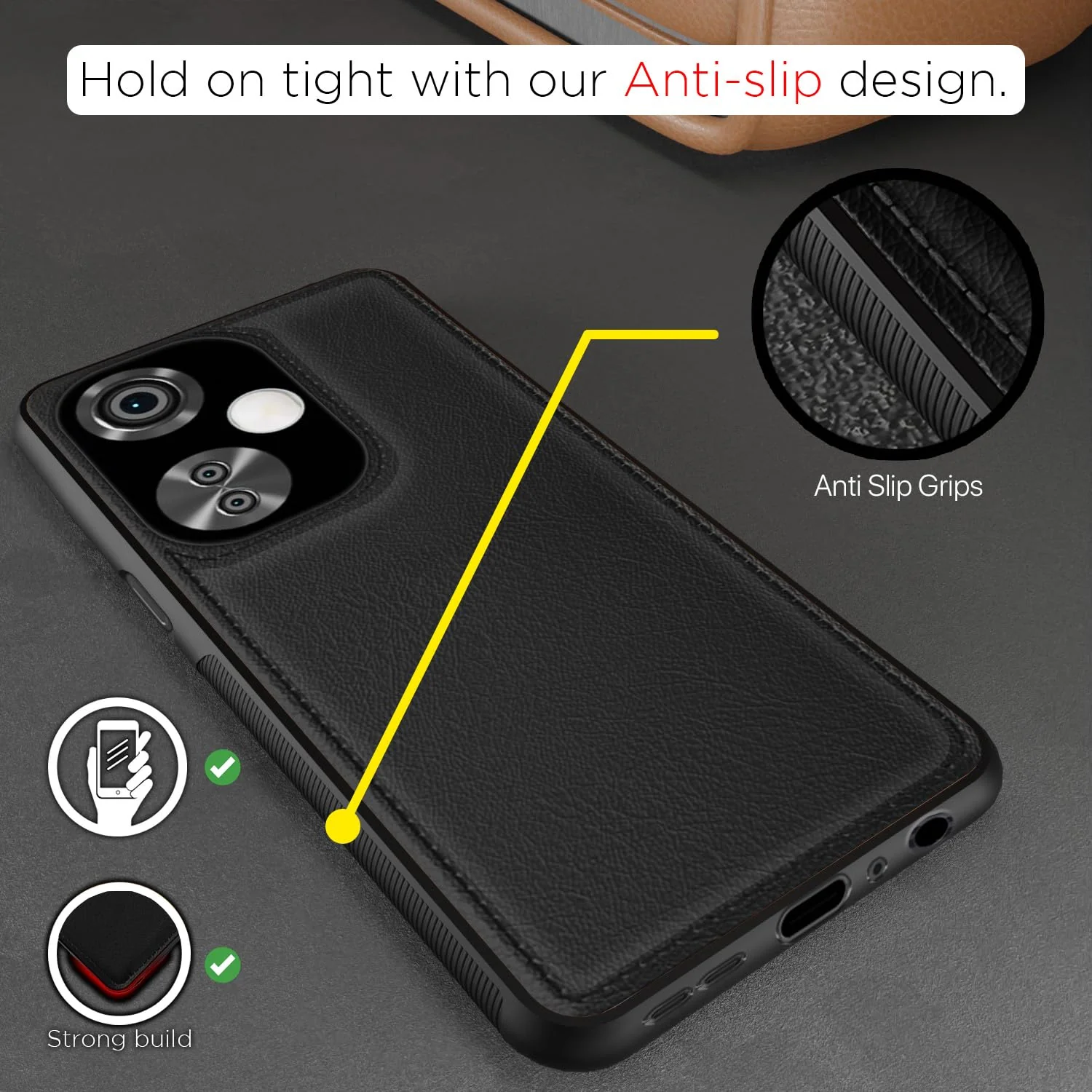 Puloka Black Leather Case for Oneplus Nord CE 3 Lite - Image 4