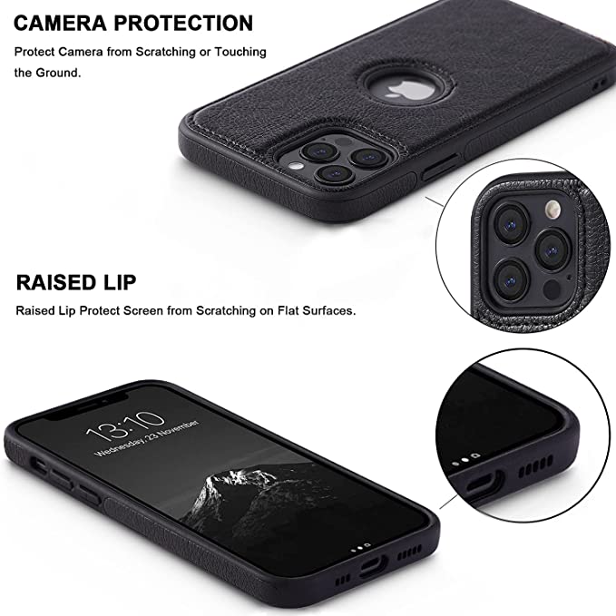 Puloka Black Logo cut Leather silicone case for Apple iPhone 14 Pro - Image 4
