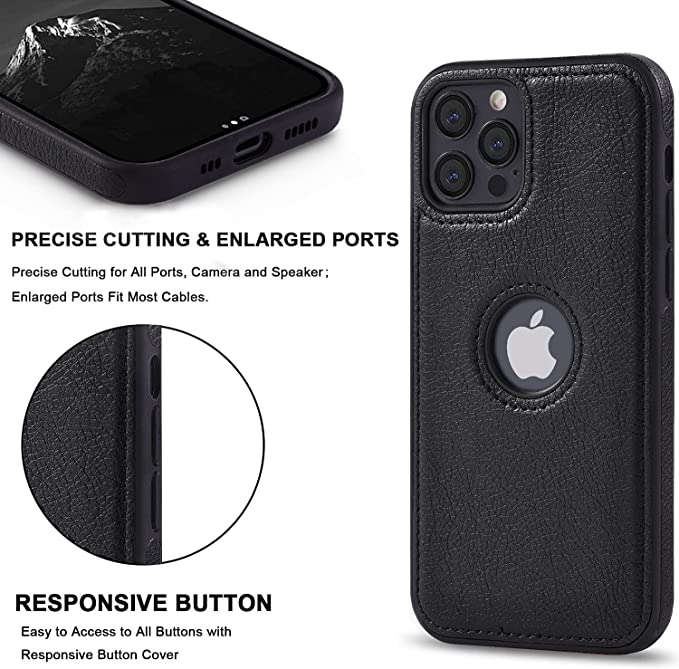 Puloka Black Logo cut Leather silicone case for Apple iPhone 16 Pro Max - Image 3