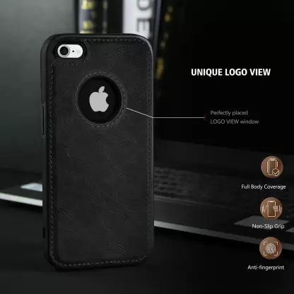 Puloka Black Logo cut Leather silicone case for Apple iphone 6/6s - Image 2