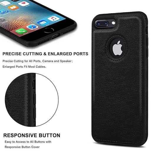 Puloka Black Logo cut Leather silicone case for Apple iPhone 7 Plus - Image 3