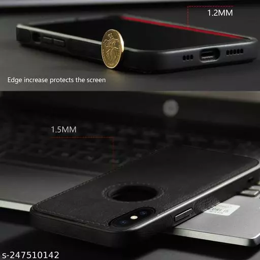 Puloka Black Logo cut Leather silicone case for Apple iPhone X/xs - Image 2