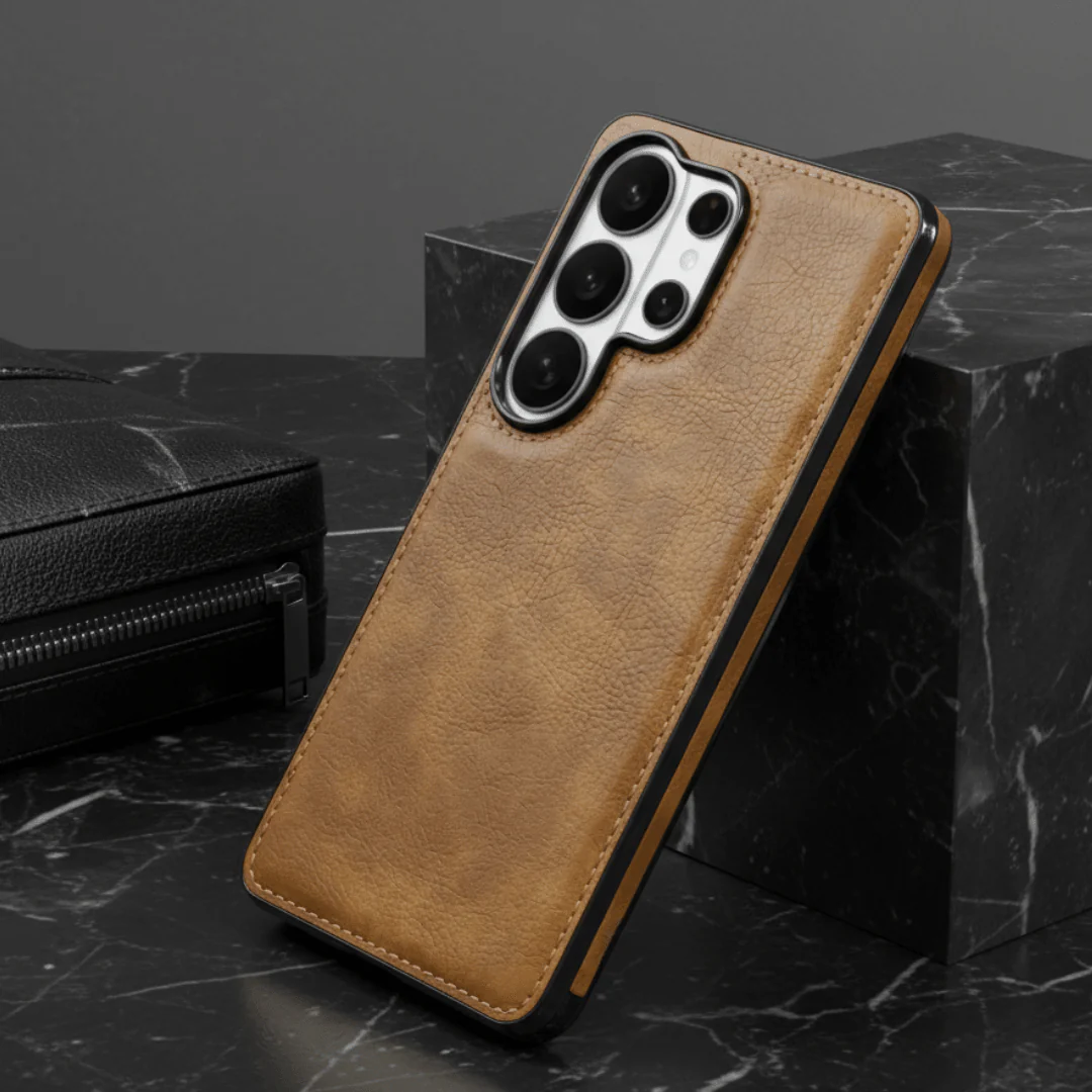 Puloka Brown Leather Case for Samsung S26 Ultra