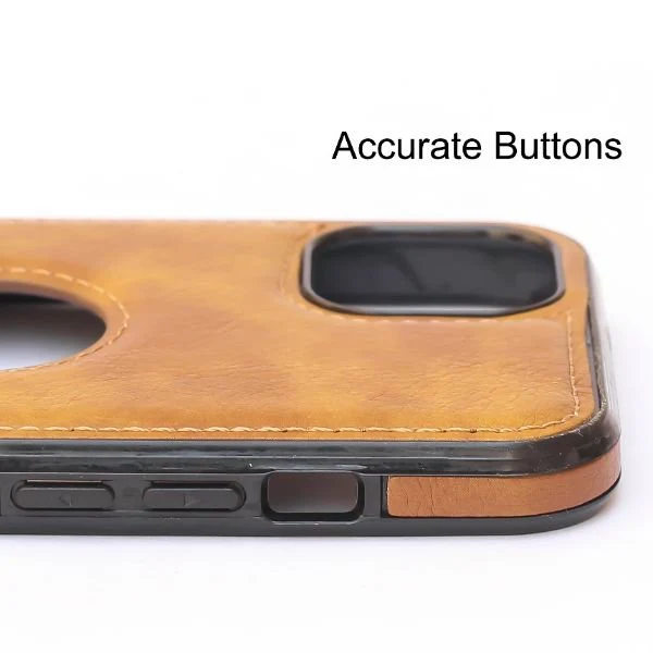 Puloka Brown Logo cut Leather silicone case for Apple iPhone 12 - Image 4