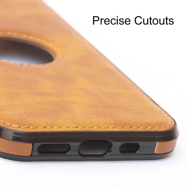 Puloka Brown Logo cut Leather silicone case for Apple iPhone 12 - Image 6