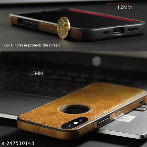 Puloka Brown Logo cut Leather silicone case for Apple iPhone X/xs - Image 2