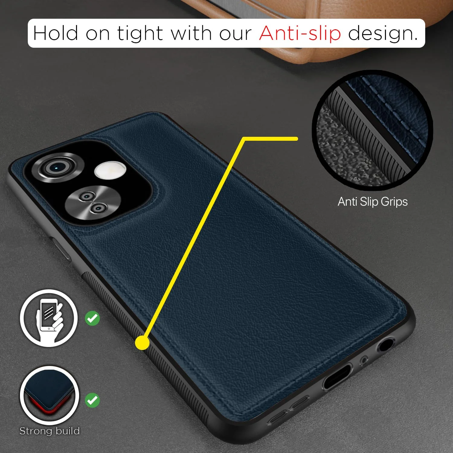 Puloka Dark Blue Leather Case for Oneplus Nord CE 3 Lite - Image 2