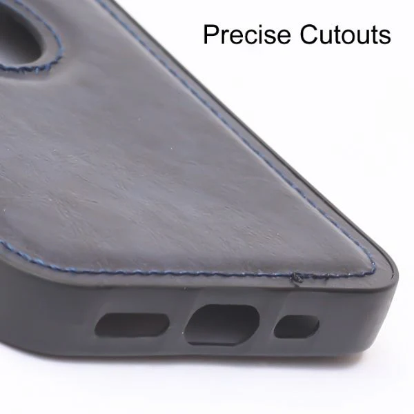 Puloka Dark Blue Logo cut Leather silicone case for Apple iPhone 12 - Image 5
