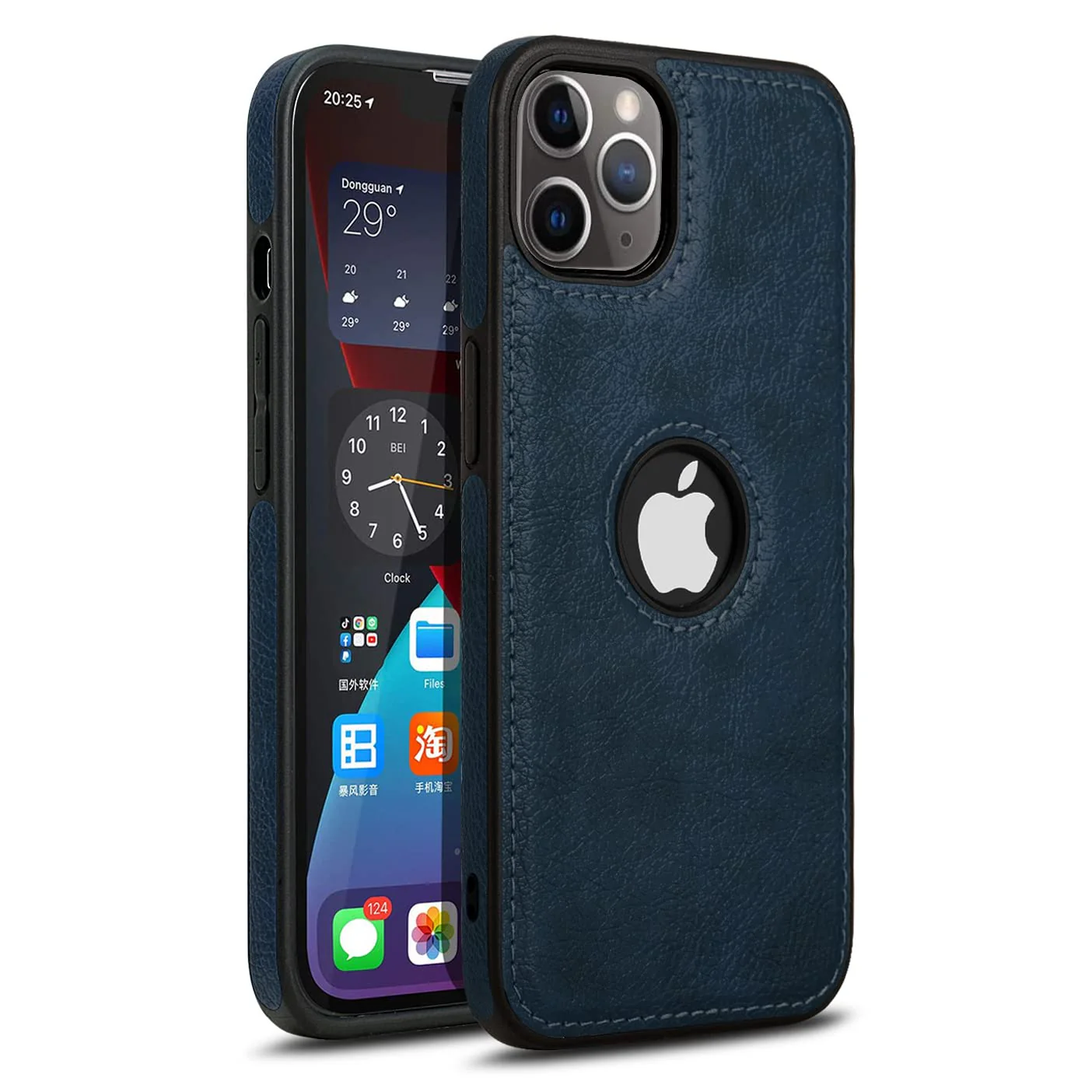 Puloka Dark Blue Logo cut Leather silicone case for Apple iPhone 12 Pro Max - Image 2