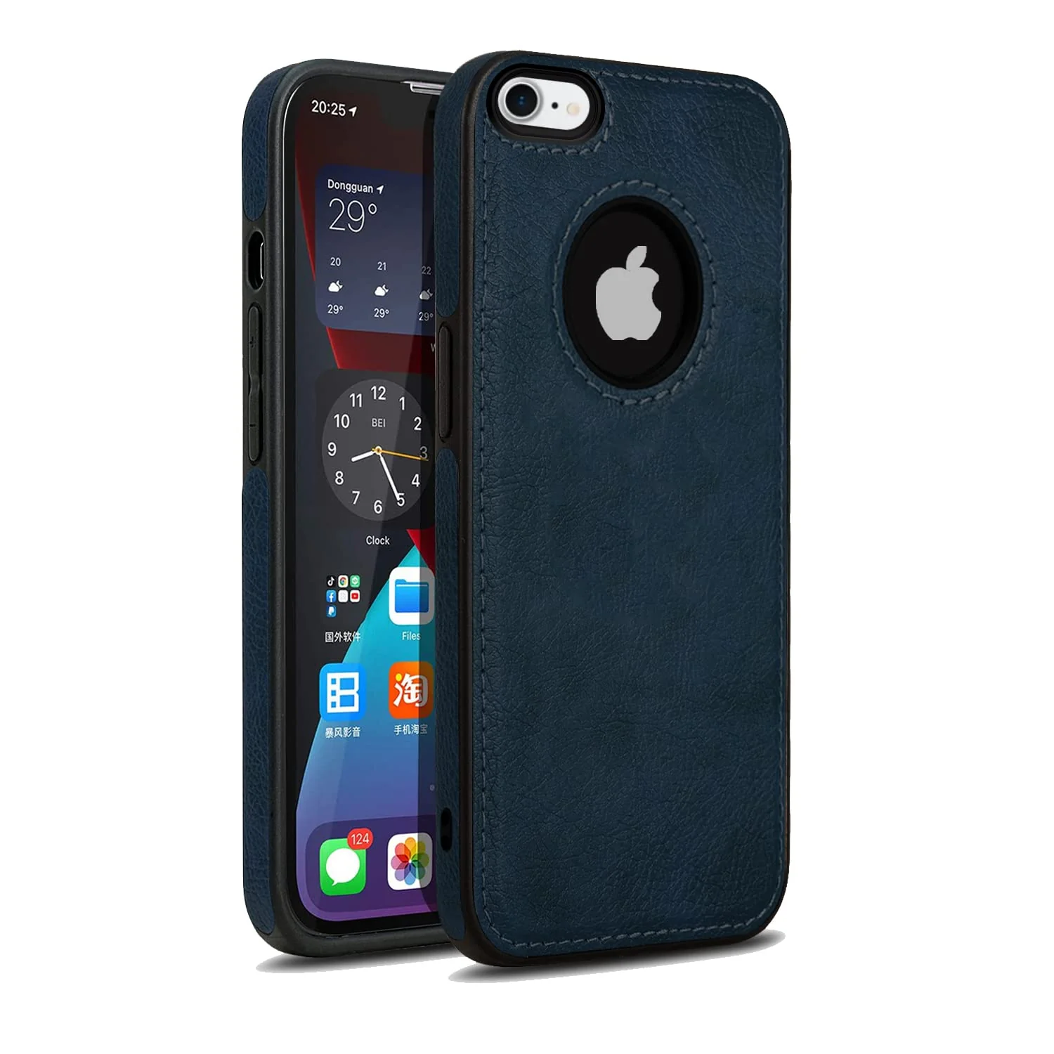 Puloka Dark Blue Logo cut Leather silicone case for Apple iPhone 7