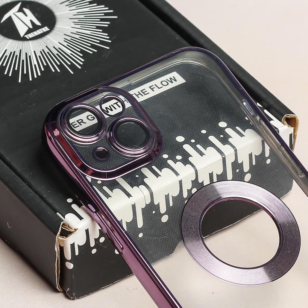 Purple 6D Chrome Logo Cut Transparent Case for Apple iphone 14 Plus - Image 4