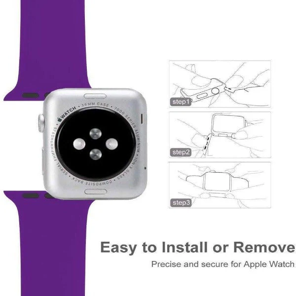 Purple Plain Silicone Strap For Apple Watch Series 4 (38mm/40mm/41mm) - Image 3