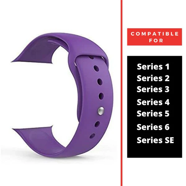 Purple Plain Silicone Strap For Watch Series SE GEN 2 (42mm/44mm/45mm/46mm/49mm)