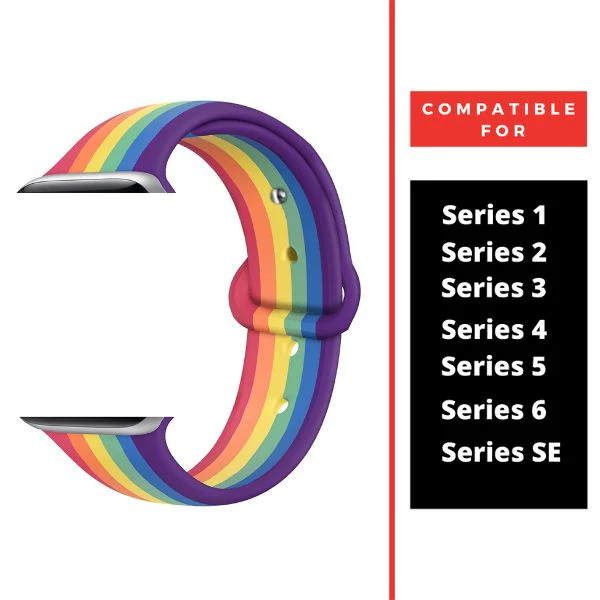 Rainbow Plain Silicone Strap For Apple Watch Series 2 (38mm/40mm/41mm)