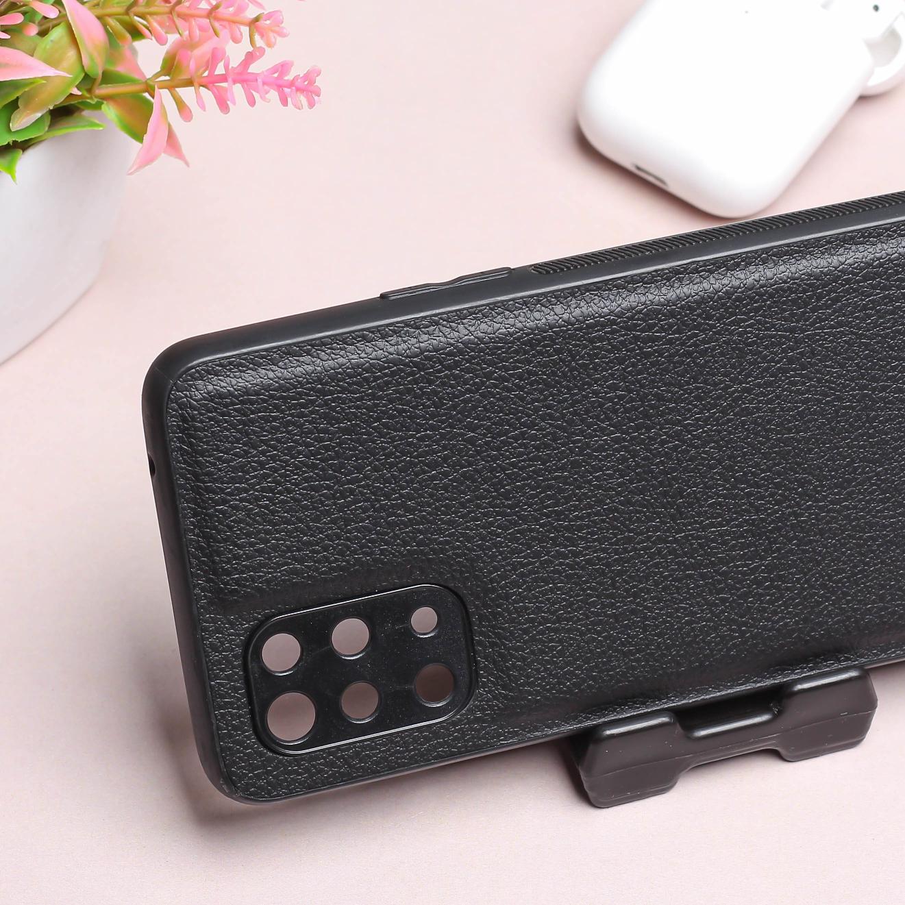 Raised Edges Black Leather Case for Oneplus 9r - Image 3