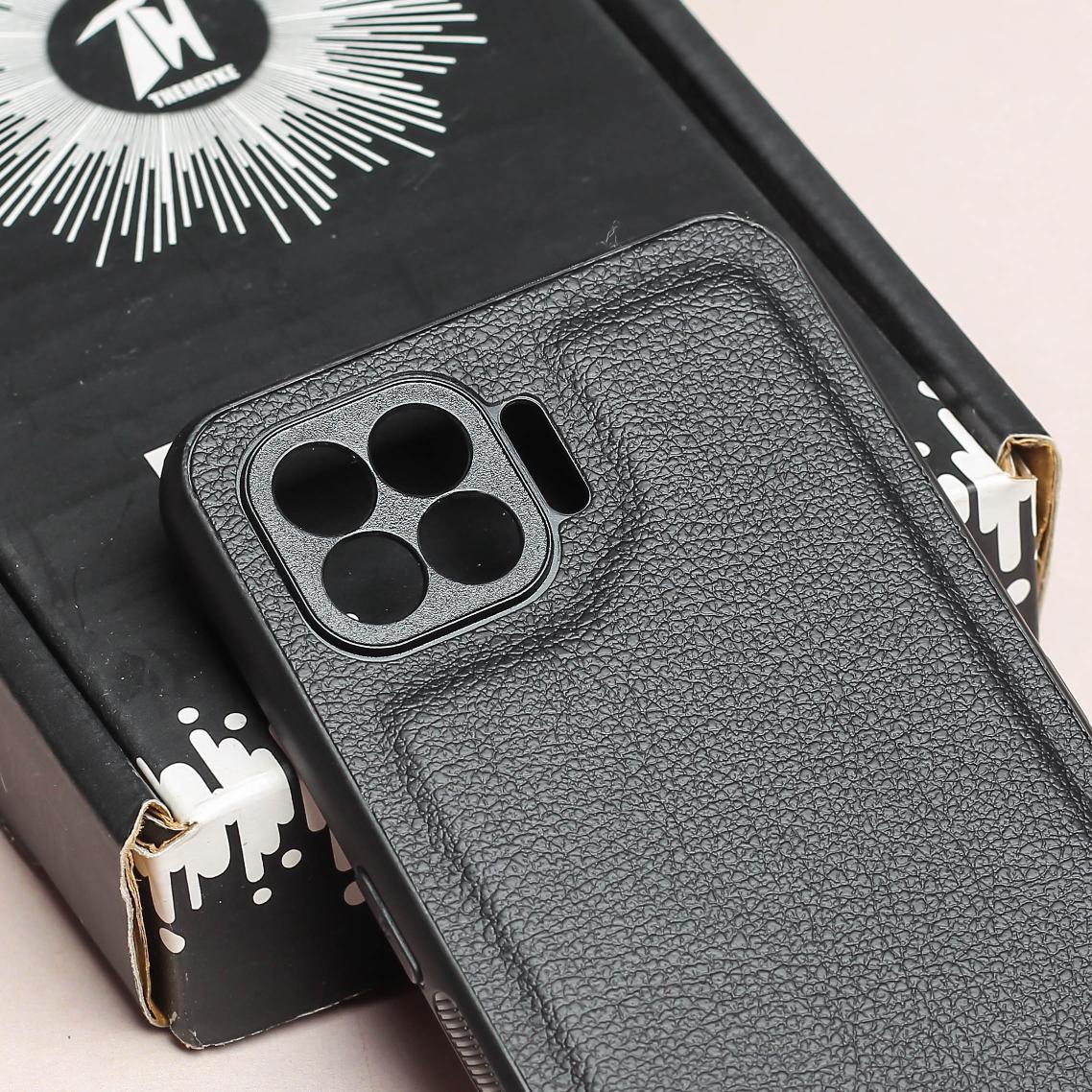 Raised Edges Black Leather Case for Oppo F17 - Image 4